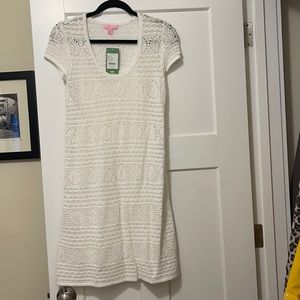 Lilly Pulitzer white lace sweater shift dress, size S, NWT